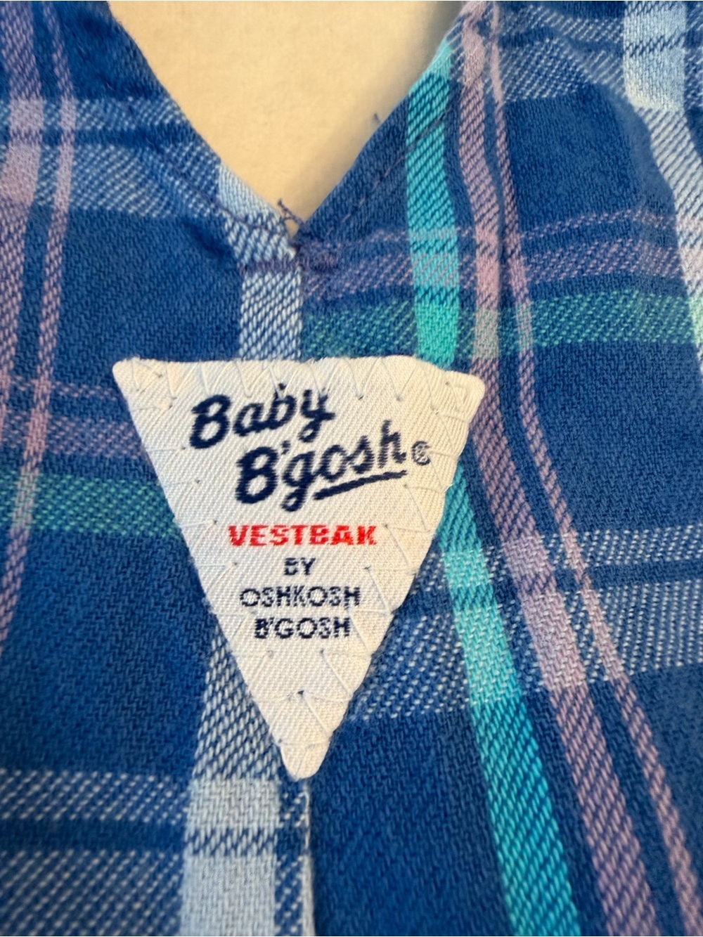 VTG! Oshkosh B’Gosh Blue Plaid Overalls for Baby, sz 6-9 Months - Picture 7 of 10